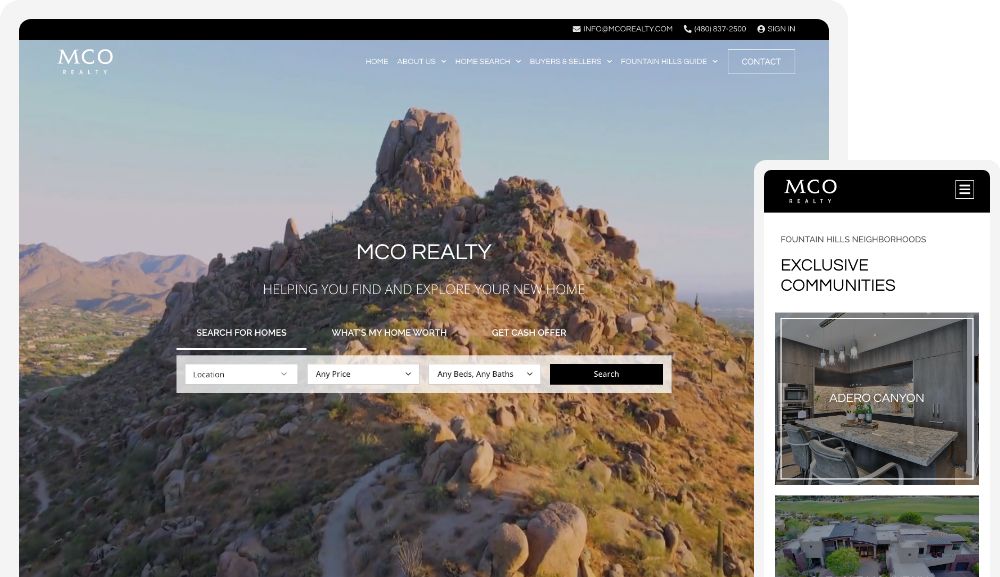 MCO Realty branded IDX website with advanced search and CRM integration